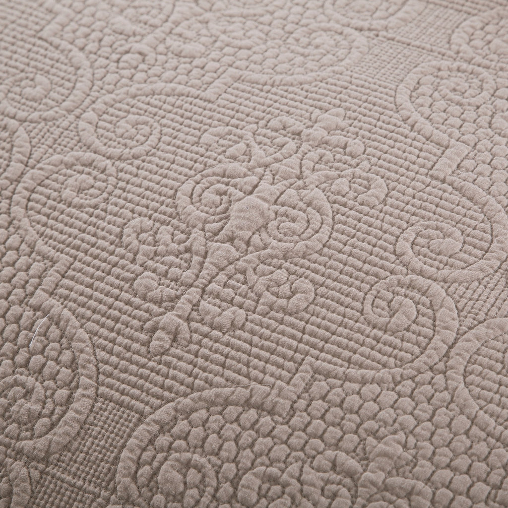 DaDa Bedding Taupe Beige Sand Dollar Floral Quilted Cotton Pillow Sham - 1-Piece  (JHW585)