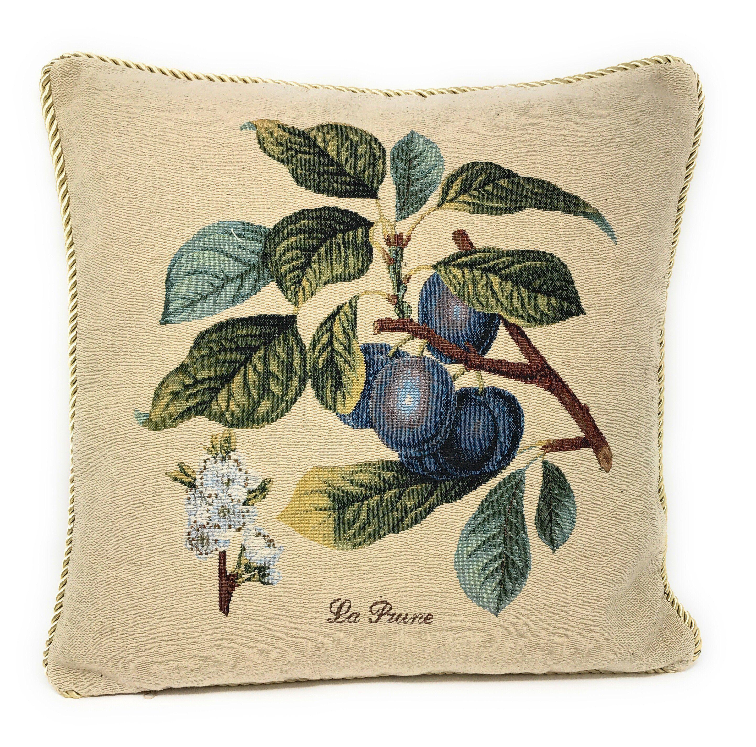 DaDa Bedding Set of 2-Pieces Sugar Plum Fruits Garden Tapestry Throw Pillow Covers w/ Inserts, 18" x 18"