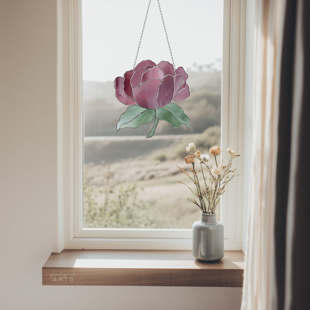 Summer Rose Stained Glass Pattern PNG & PDF