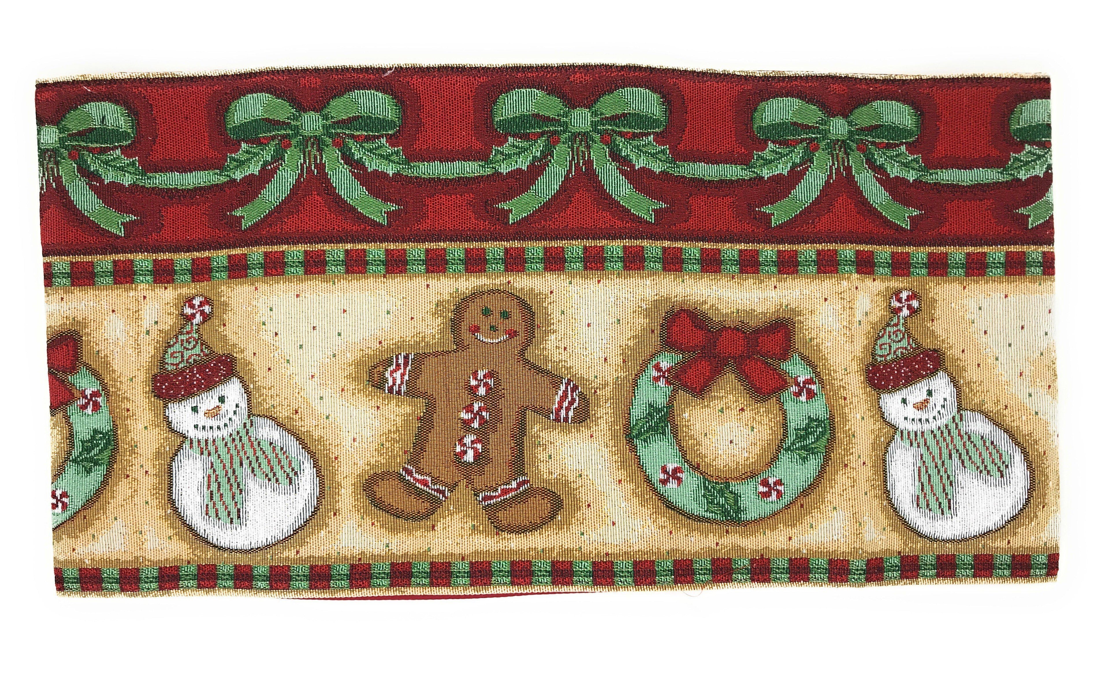 DaDa Bedding Set of 8 Pieces Gingerbread Sweets Holiday Table Tapestry - 4 Placemats, 2 Table Runners, 2 Throw Pillow Covers (12917)