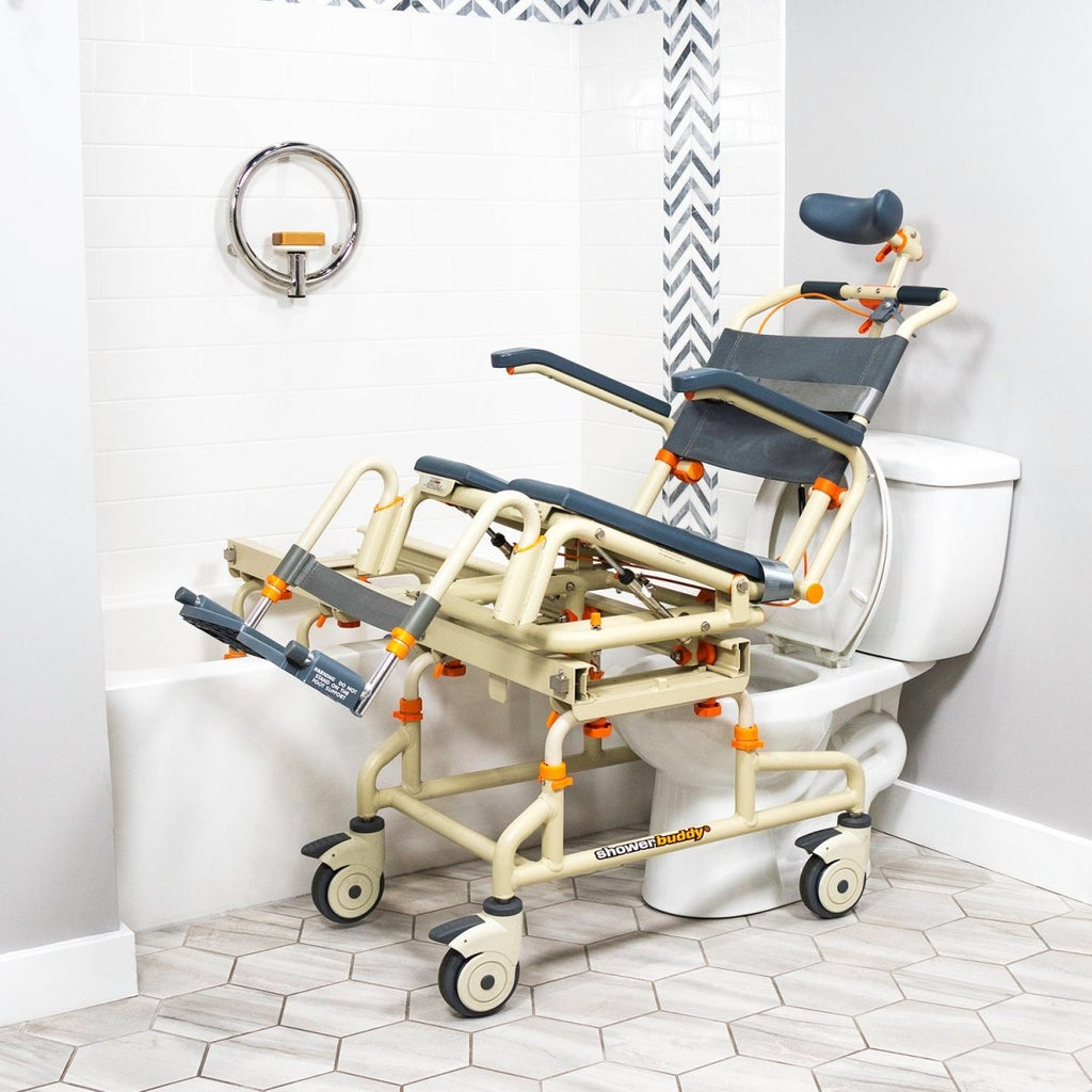 Tub Buddy Shower Chair Over the Bath with Tilt